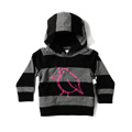 Minti Baby Mitten Hood Chubby Bird Black/Grey Stripe